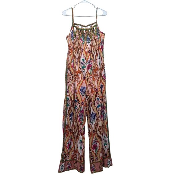 Ranna Gill Anthropologie Bohemian Wide Leg Jumpsuit Womens Medium Floral Pleated - Picture 2 of 16